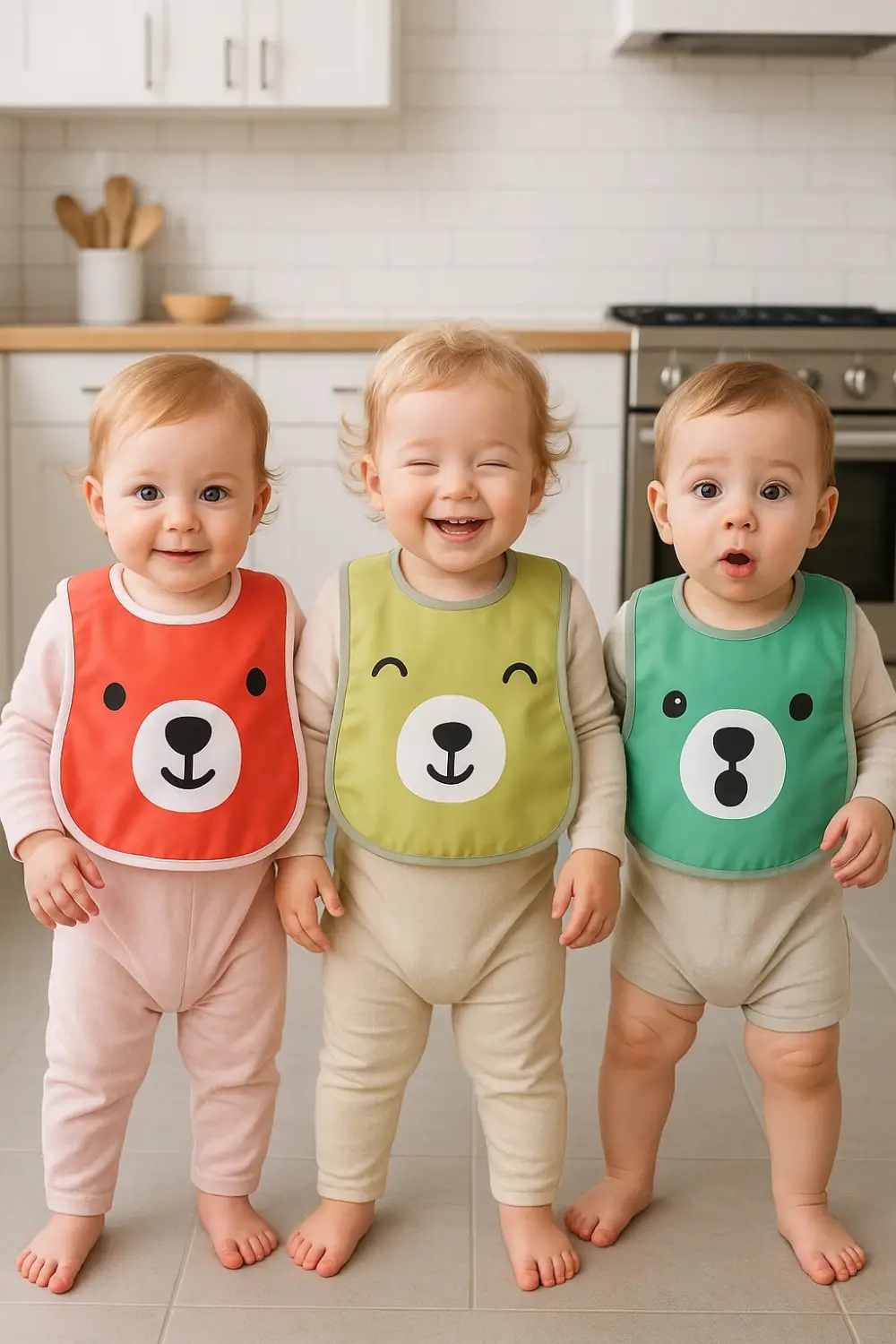 Emoji Desenli 3lü Bebek Mama ve Aktivite Önlüğü 0-12 Ay