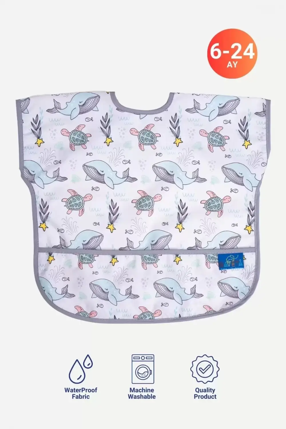 Dolphin Kolsuz Sıvı Geçirmez Aktivite Ve Mama Önlüğü 6-24 Ay