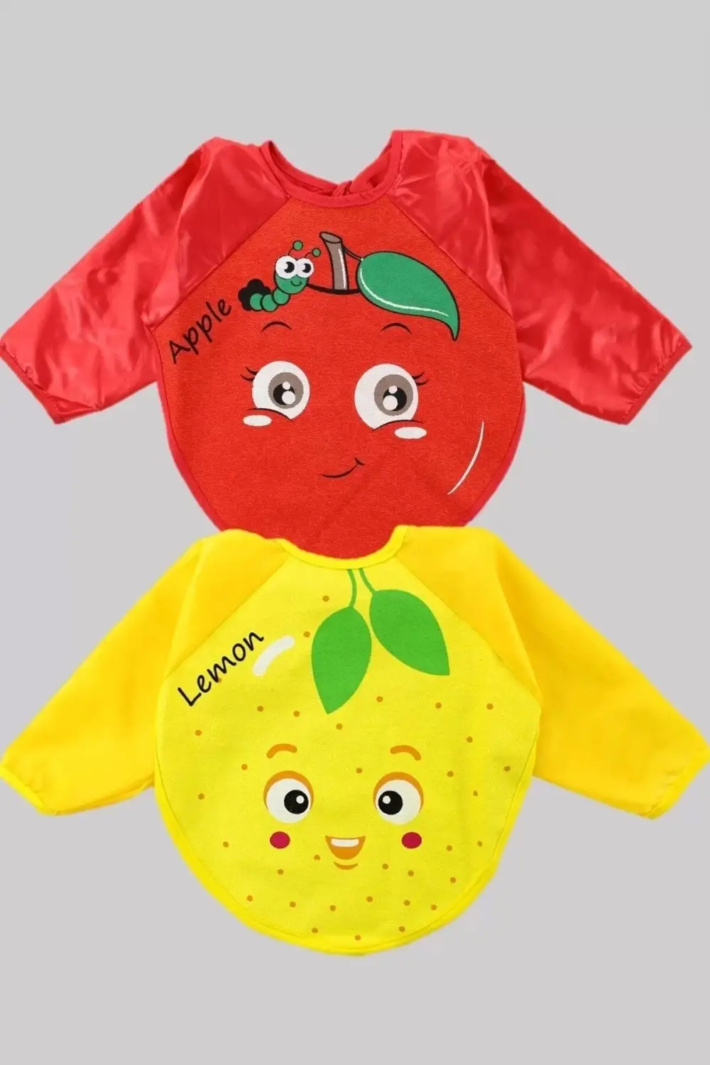 Mevye Desenli Giyilebilen Sıvı Geçirmez Bebek Önlüğü Elma-Limon