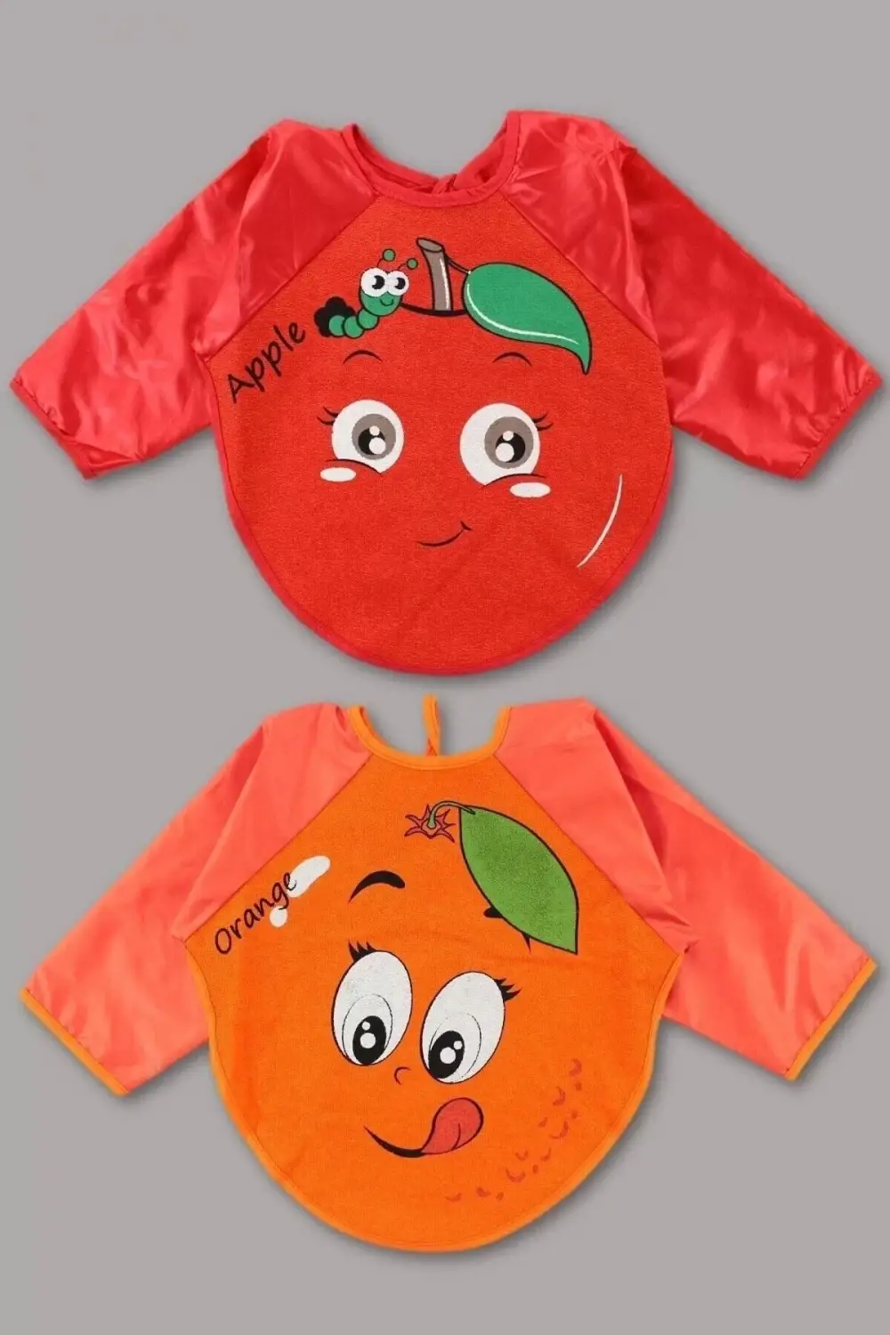 Mevye Desenli Giyilebilen Bebek Önlüğü Elma - Portakal