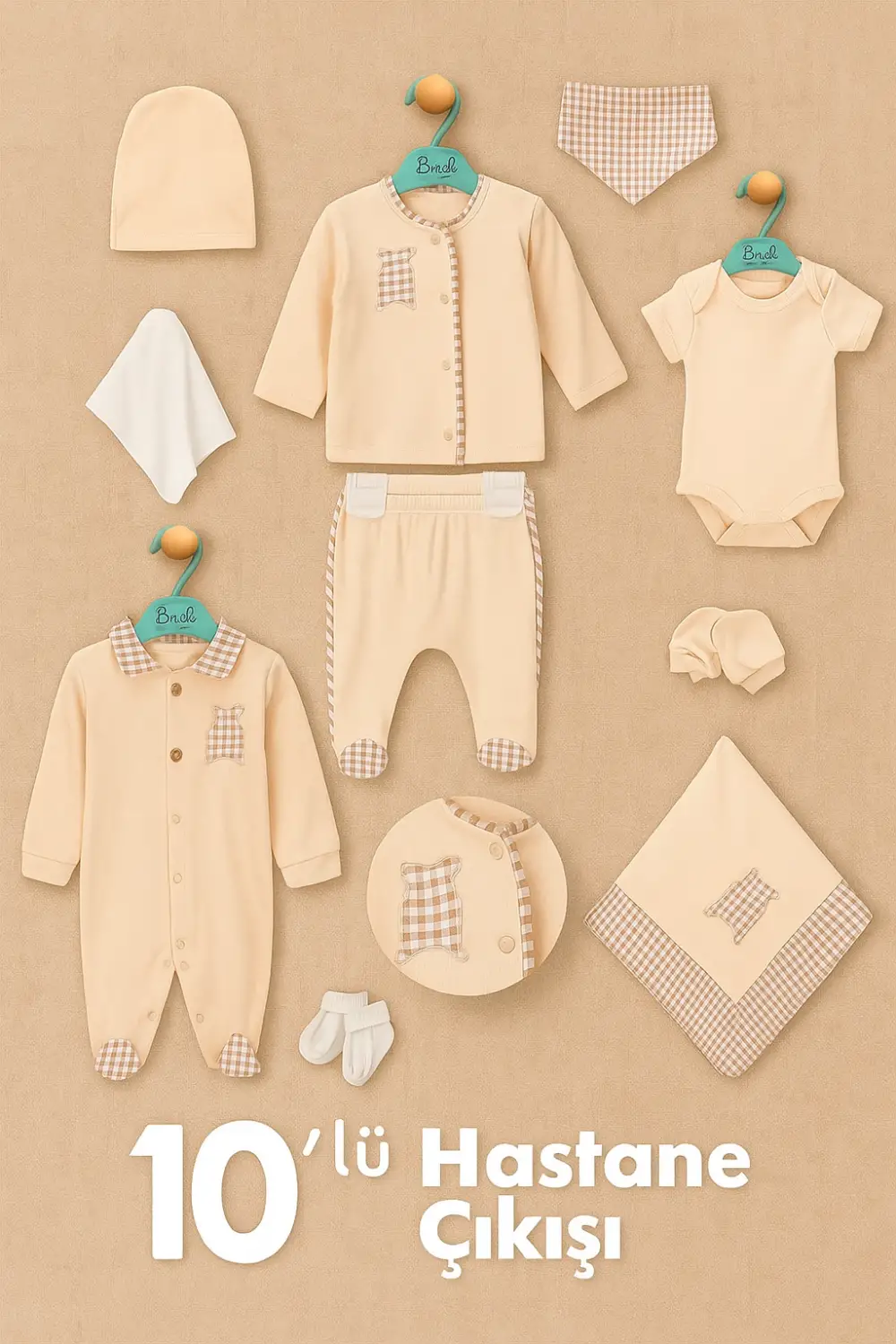 Pitikareli % 100 Pamuk 10lu Erkek Bebek Hastane Çıkış Seti 0-3 Ay