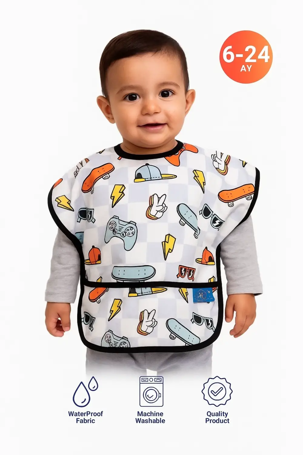 Play Kolsuz Sıvı Geçirmez Aktivite Ve Önlüğü 6-24 Ay