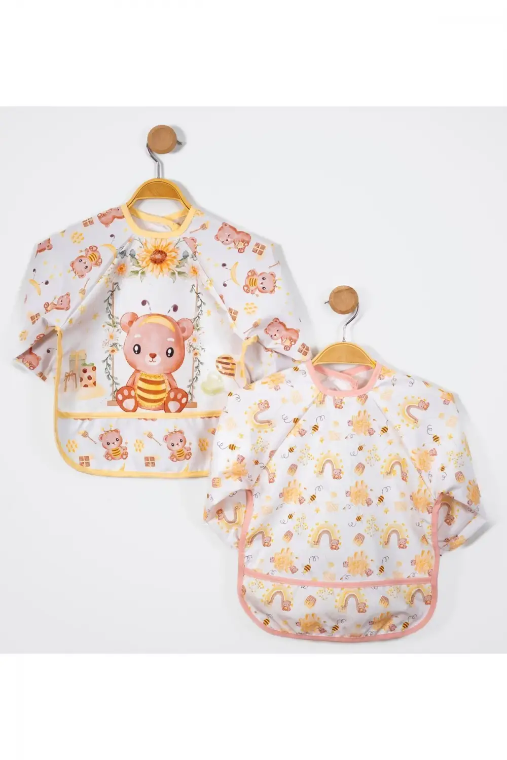 Giyilebilir Kollu Sıvı Geçirmez Mama ve Aktivite Önlüğü 6-24 Ay - Arı 2li