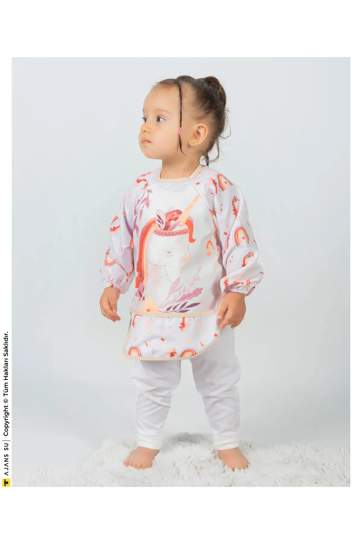 Sevimli At Desen Sivi Geçirmez Aktivite Ve Mama Önlüğü 6-24 Ay