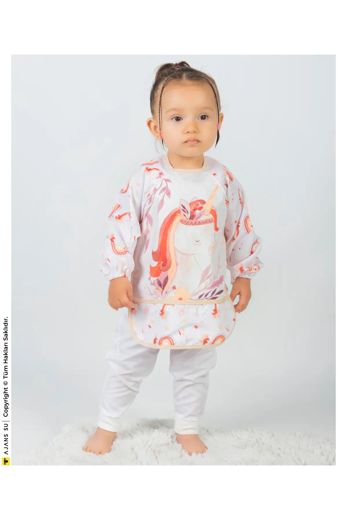 Sevimli At Desen Sivi Geçirmez Aktivite Ve Mama Önlüğü 6-24 Ay