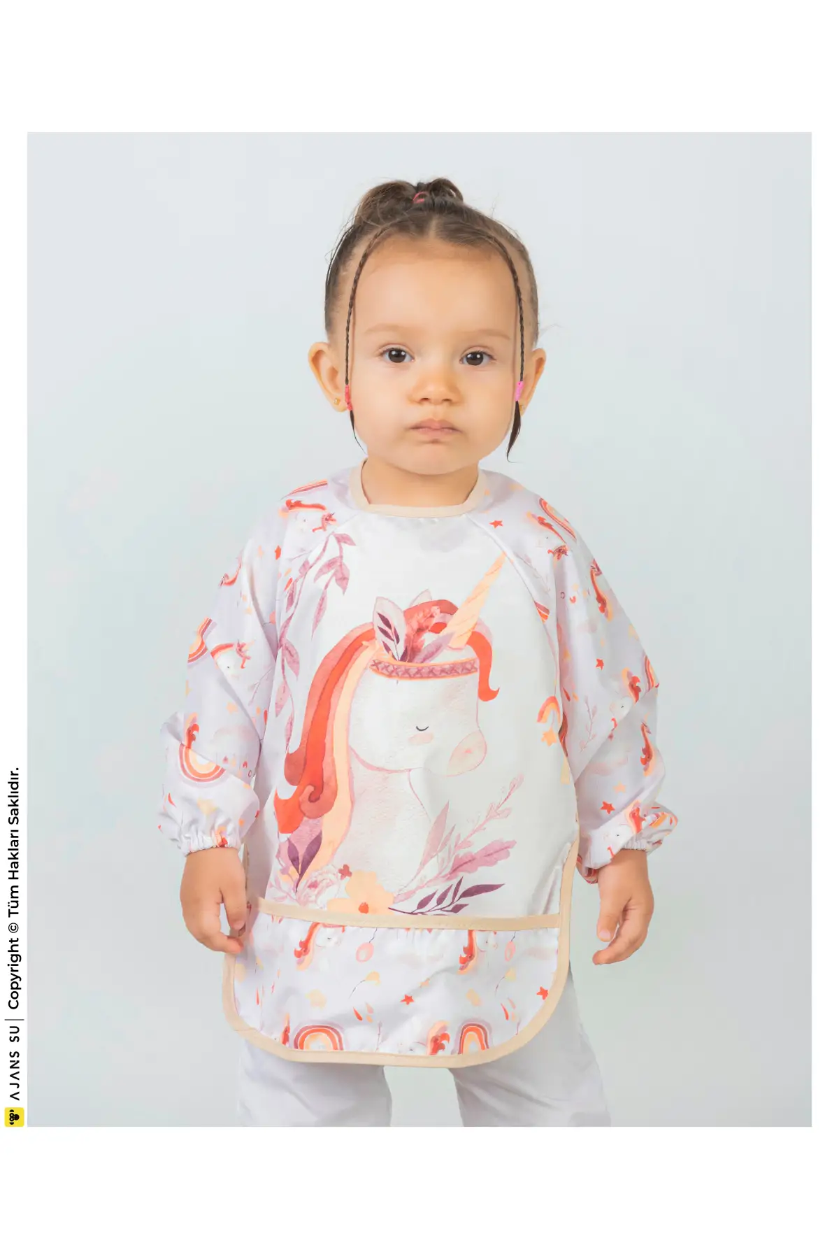 Sevimli At Desen Sivi Geçirmez Aktivite Ve Mama Önlüğü 6-24 Ay