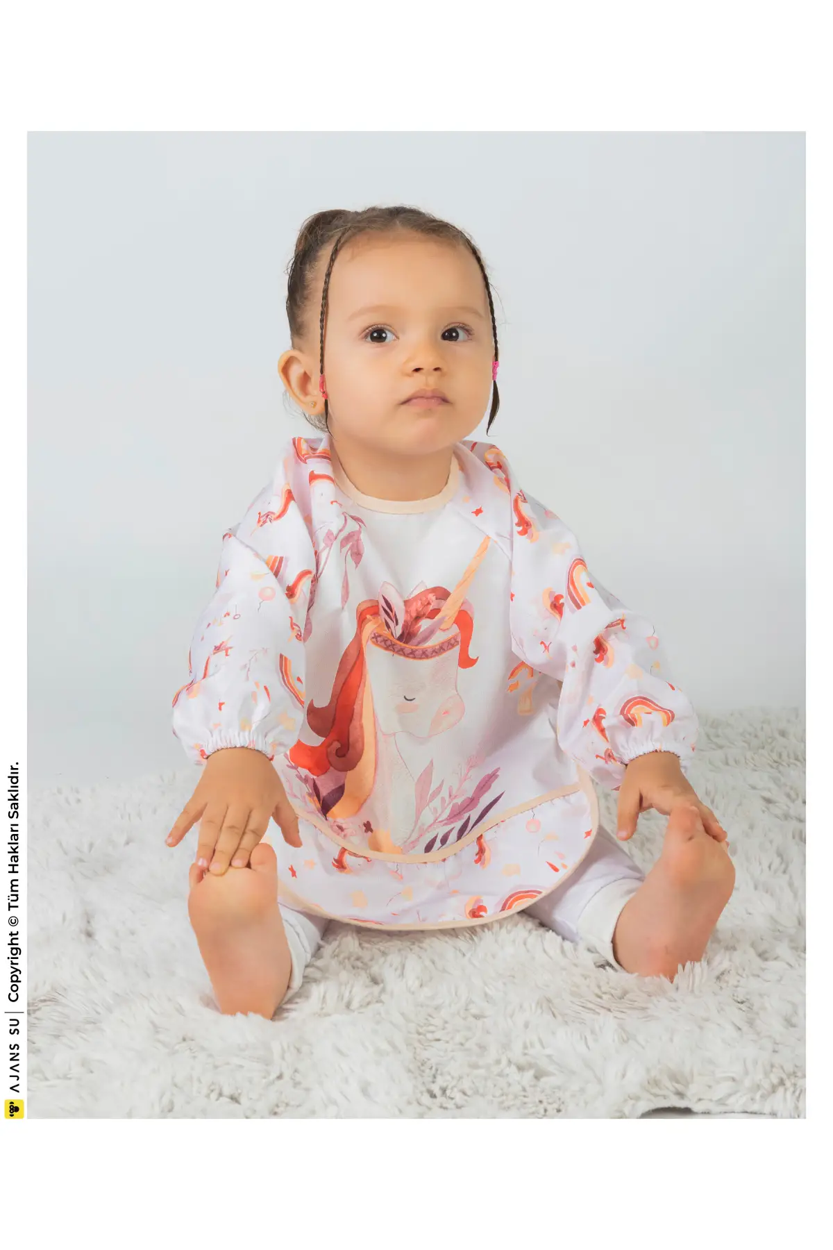 Sevimli At Desen Sivi Geçirmez Aktivite Ve Mama Önlüğü 6-24 Ay