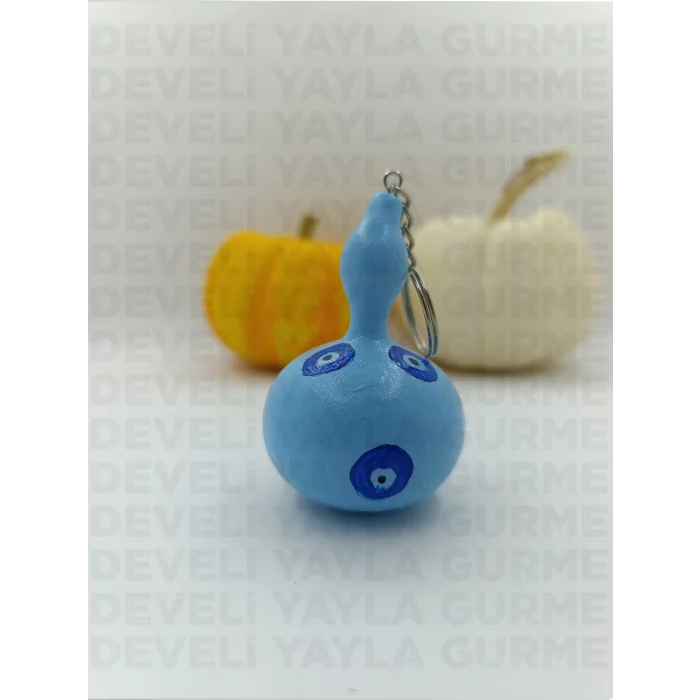 El Yapımı Mavi Nazar Boncuklu Doğal Süs Kabağı Anahtarlık