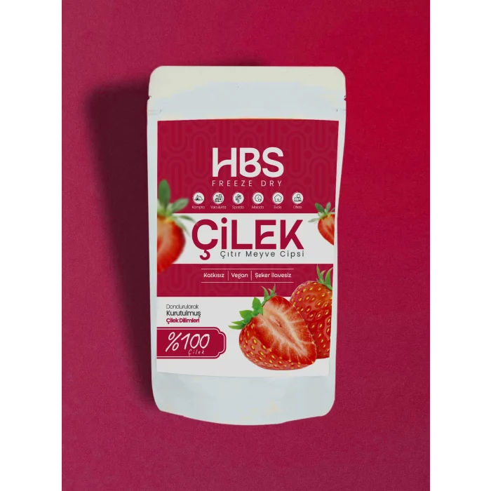 Freeze Dry Çilek- Katkı ve Şeker İlavesiz Meyve Cipsi