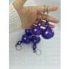 El Yapımı Mor Çiçek Desenli Doğal Süs Kabağı Anahtarlık