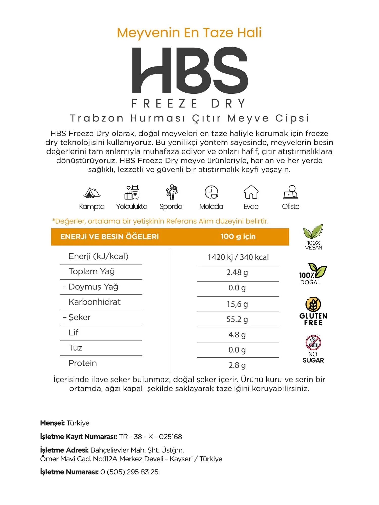 Freeze Dry Cennet Hurması – Katkı ve Şeker İlavesiz Meyve Cipsi