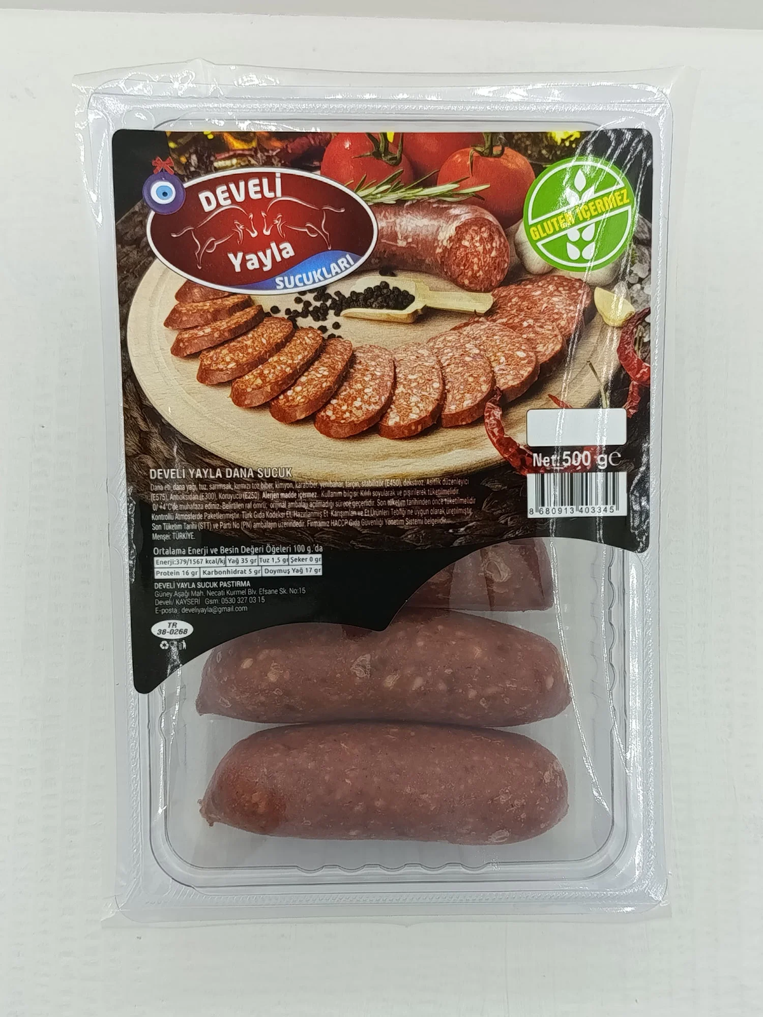 Develi Yayla Glutensiz Özel Dana Parmak Sucuk 1 Kg