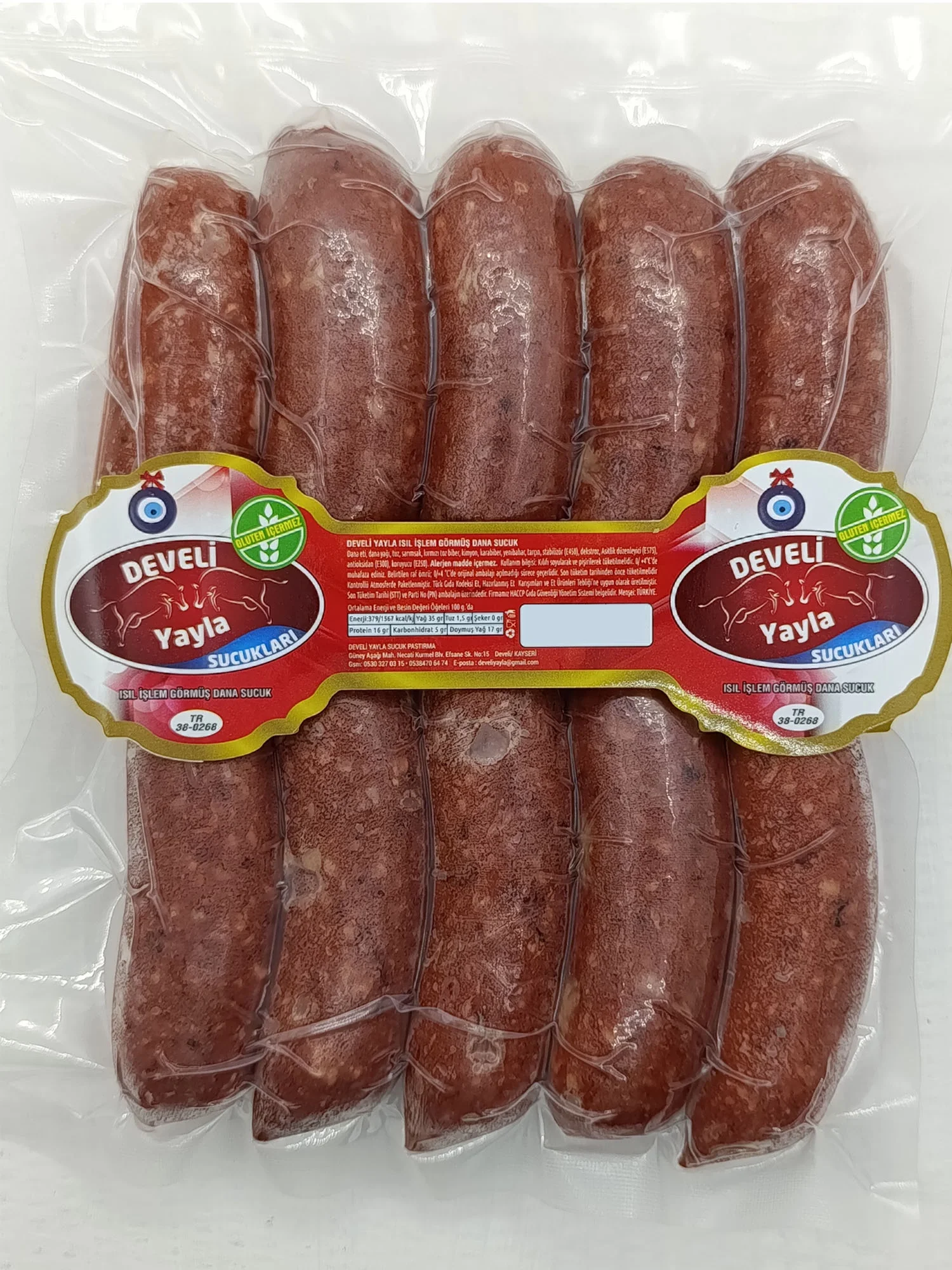 Develi Yayla Az Acılı Dana Parmak Kayseri Sucuğu 1 Kg