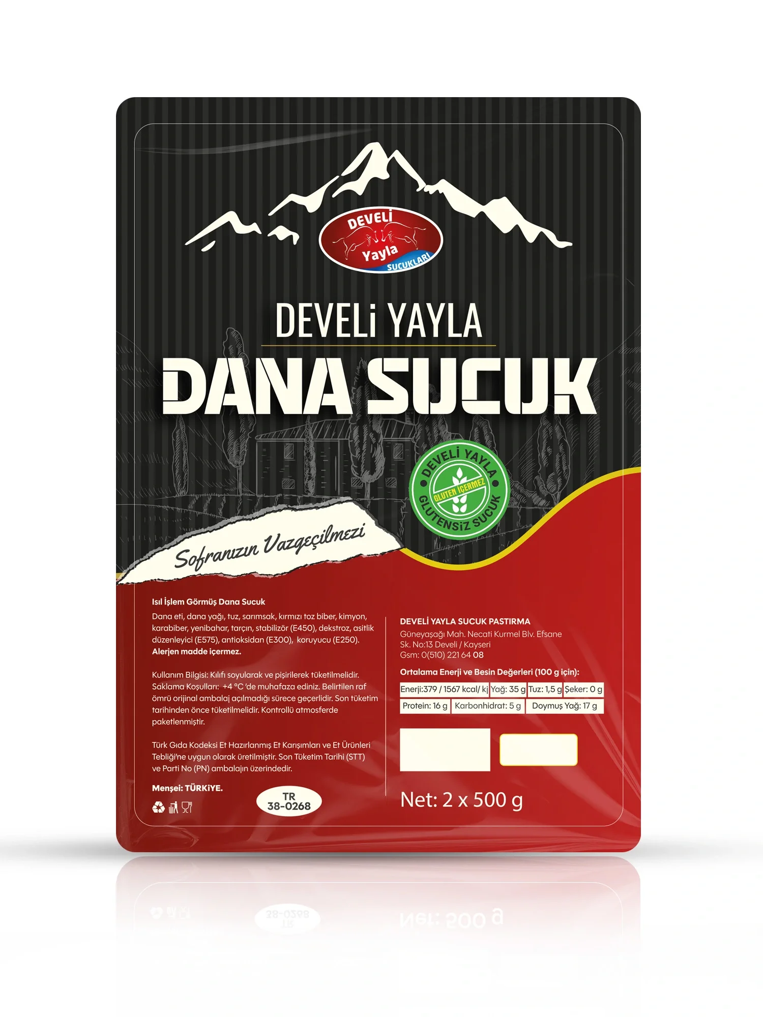 Develi Yayla Acılı Dana Sucuk 1 Kg