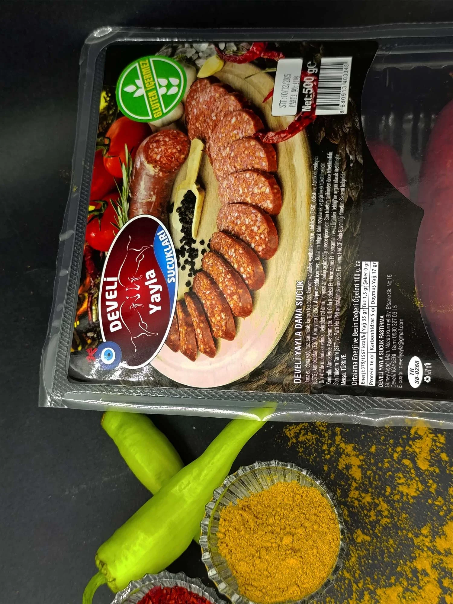 Develi Yayla Acılı Dana Sucuk 1 Kg