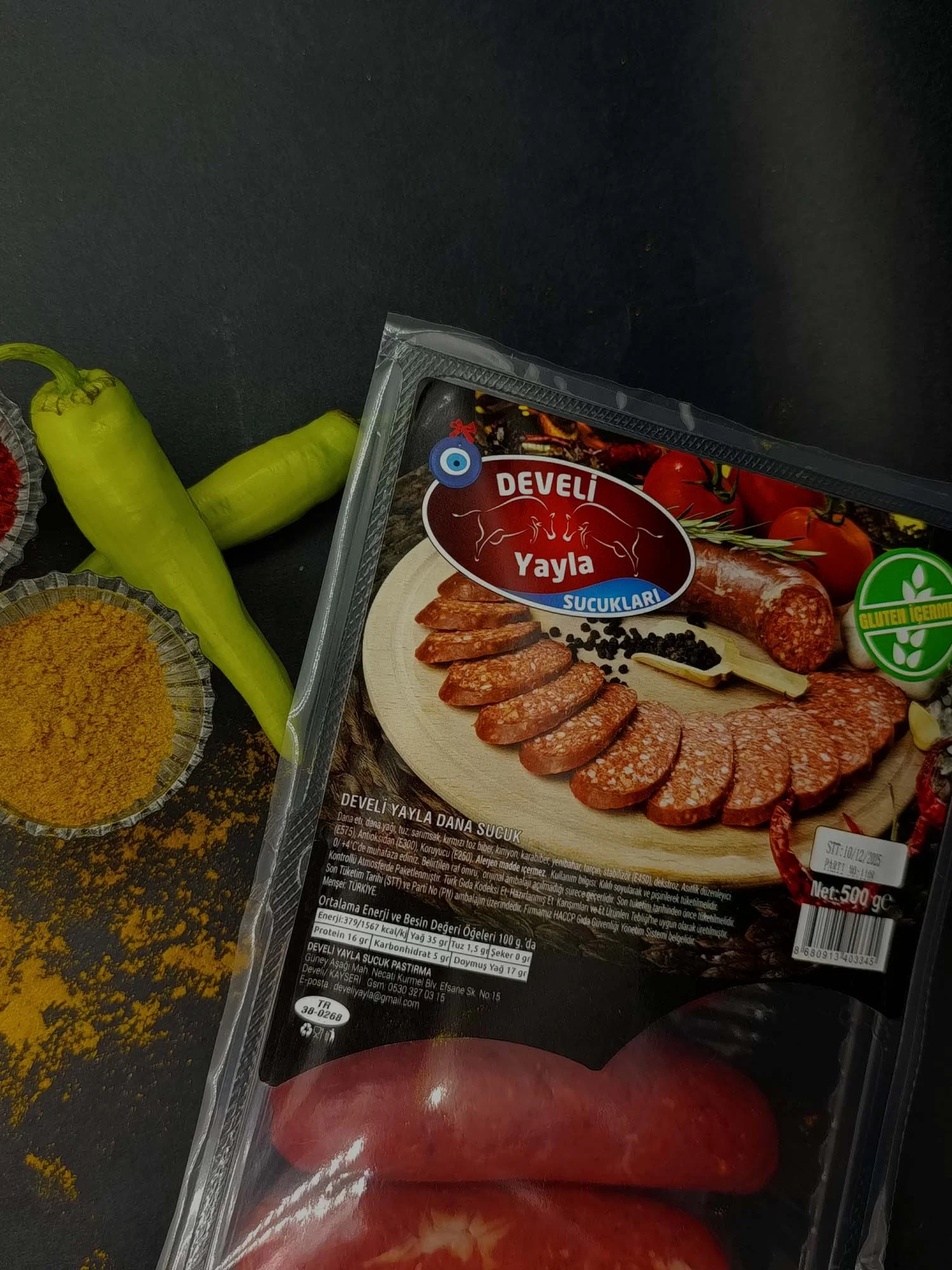 Develi Yayla Acılı Dana Sucuk 1 Kg