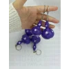 El Yapımı Mor Çiçek Desenli Doğal Süs Kabağı Anahtarlık