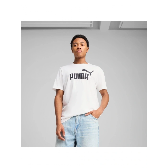 Puma ESS No. 1 Logo Tee Erkek Regular Fit Baskılı Beyaz T-Shirt 68253202