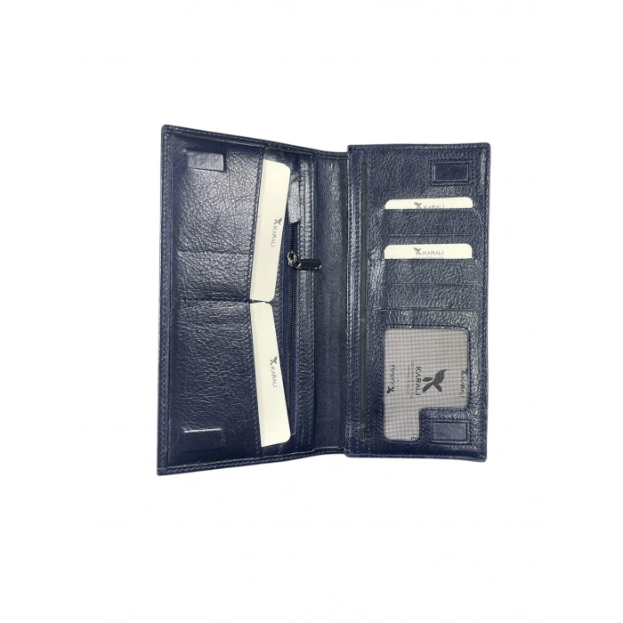 Karali Deri Mıknatıslı Arka Kartlık Cüzdan lacivert BC429-4