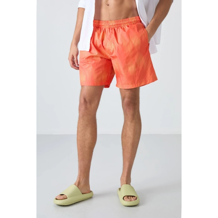 TOMMY LIFE Çizgi Desenli Hızlı Kuruyan Standart Fit Erkek Deniz Şortu - 81267