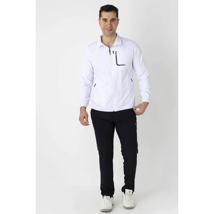 Crozwise Spor Lycra Erkek Eşofman Takımı Beyaz 1247-08