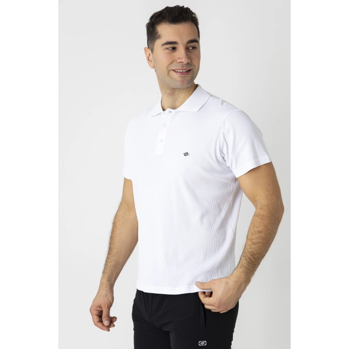 Crozwise Pamuk Pike Waffle Polo Yaka Tişört Beyaz 7152-08