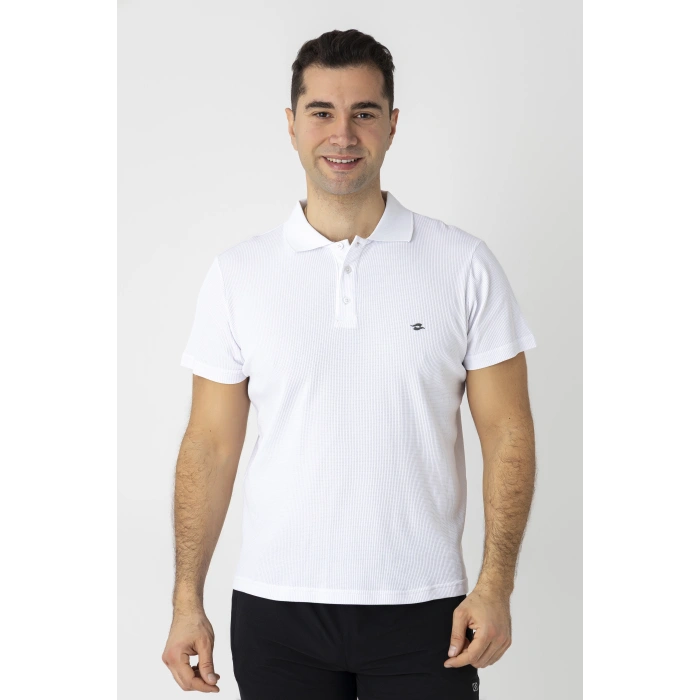 Crozwise Pamuk Pike Waffle Polo Yaka Tişört Beyaz 7152-08