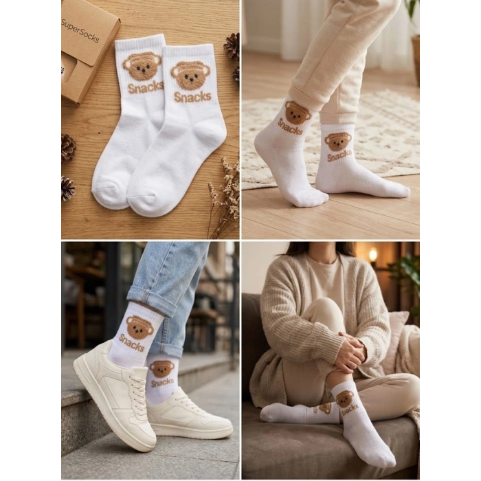 Bayan Supersocks Beyaz Çorap
