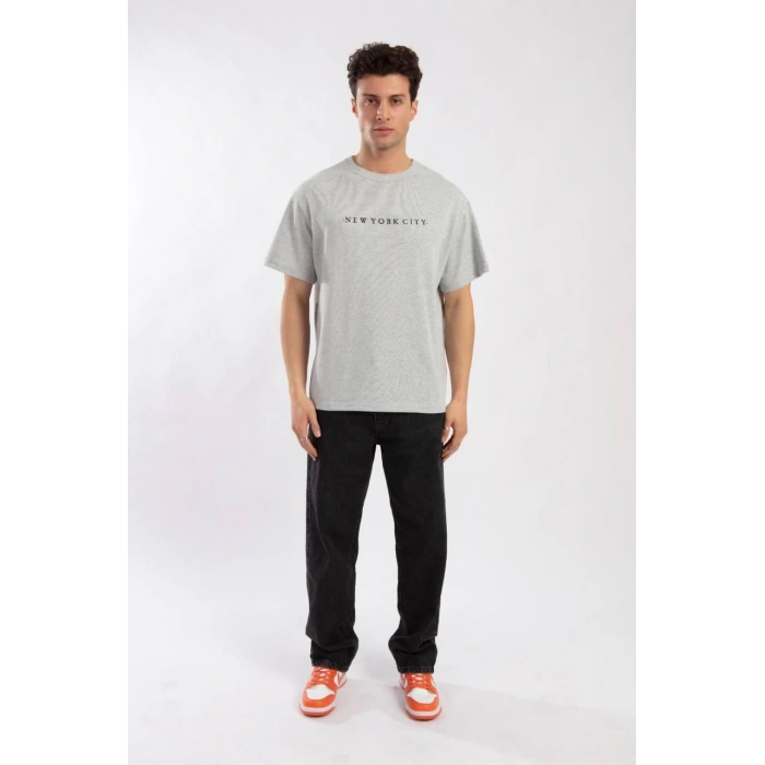 Catch Yeni Sezon Oversize Gri T-Shirt Y-1066