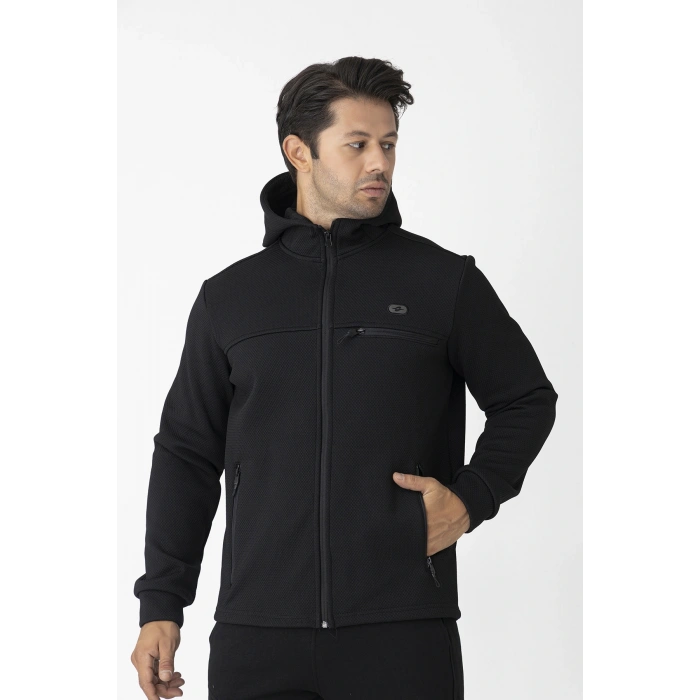 Crozwise Kapşonlu Erkek Sweat Su İticili Siyah 6054