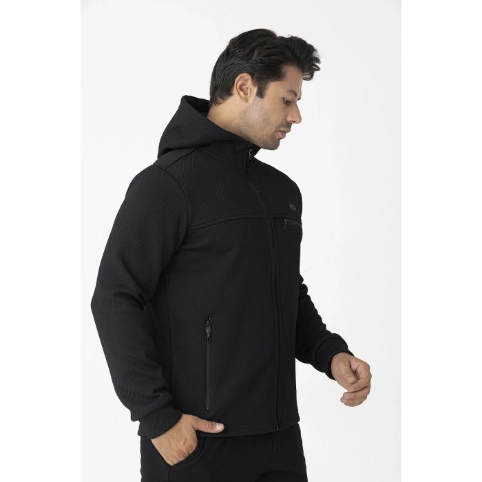 Crozwise Kapşonlu Erkek Sweat Su İticili Siyah 6054