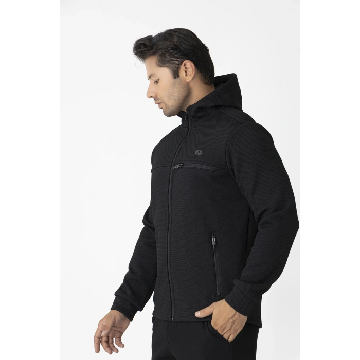 Crozwise Kapşonlu Erkek Sweat Su İticili Siyah 6054