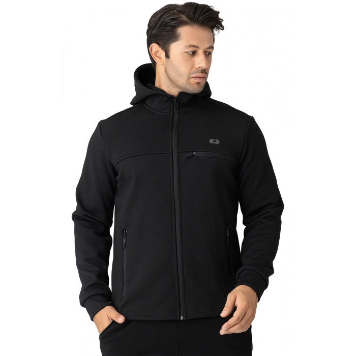 Crozwise Kapşonlu Erkek Sweat Su İticili Siyah 6054