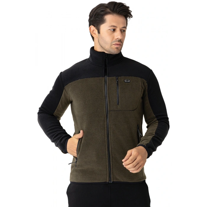 Crozwise Erkek Tam Fermuarlı Polar Sweat Haki 6051-04