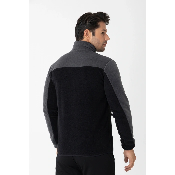 Crozwise Erkek Tam Fermuarlı Polar Sweat Siyah 6051-10