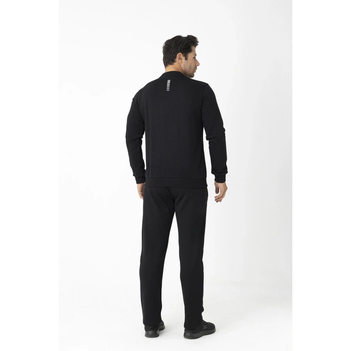 Crozwise Üç İplik Sıfır Yaka Siyah Erkek Sweat 6053