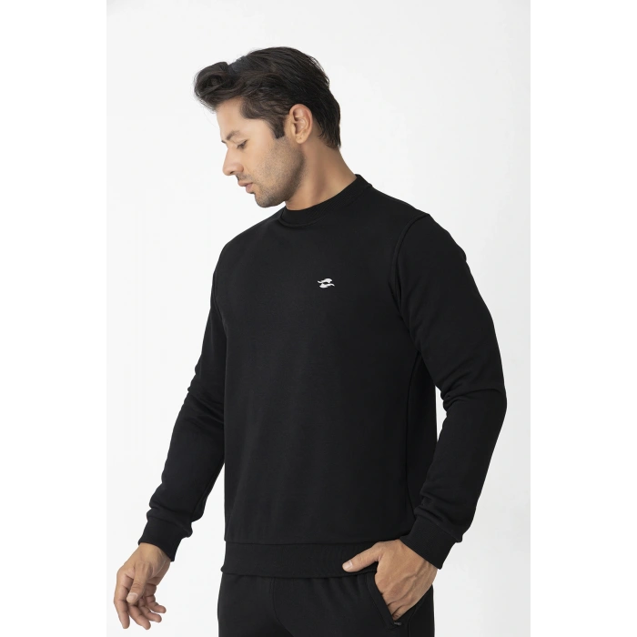 Crozwise Üç İplik Sıfır Yaka Siyah Erkek Sweat 6053