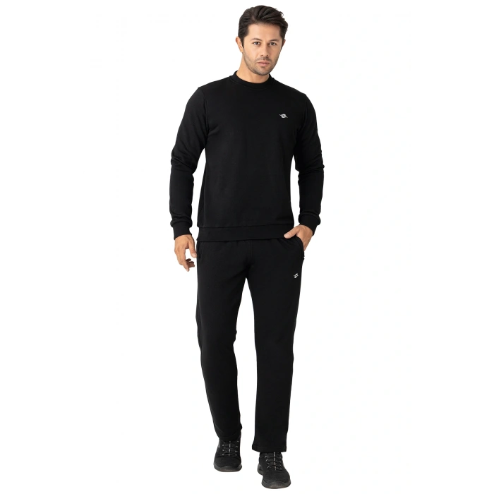 Crozwise Üç İplik Sıfır Yaka Siyah Erkek Sweat 6053