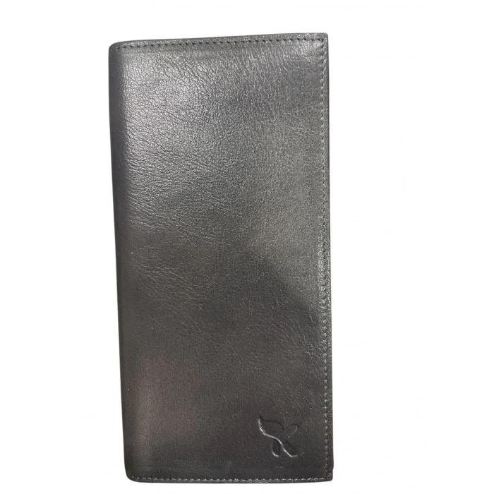 Karalı Deri Hakiki Deri Mıknatıslı Arka Kartlıklı Cüzdan Gri BC429-9