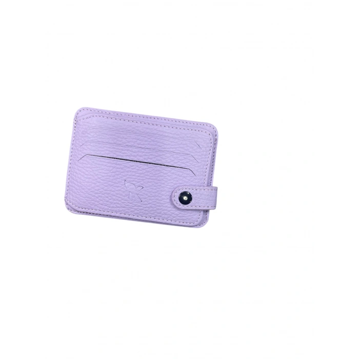 Karali Hakiki Deri Oval Yandan Patlı Lila Cüzdan Kartlık K509-20