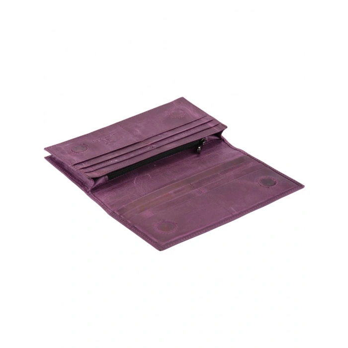 Karalı Hakiki Deri Unisex Portföy Mor BC424-12