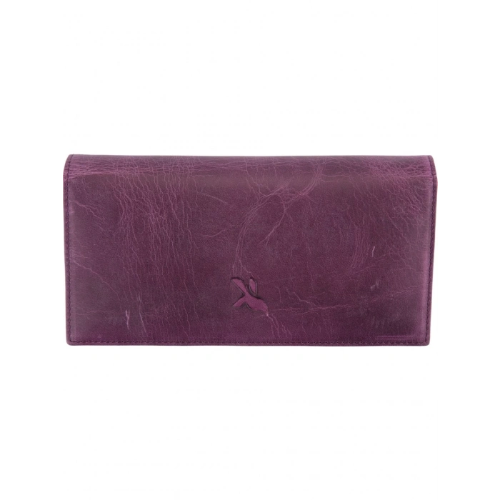 Karalı Hakiki Deri Unisex Portföy Mor BC424-12