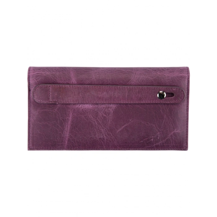 Karalı Hakiki Deri Unisex Portföy Mor BC424-12