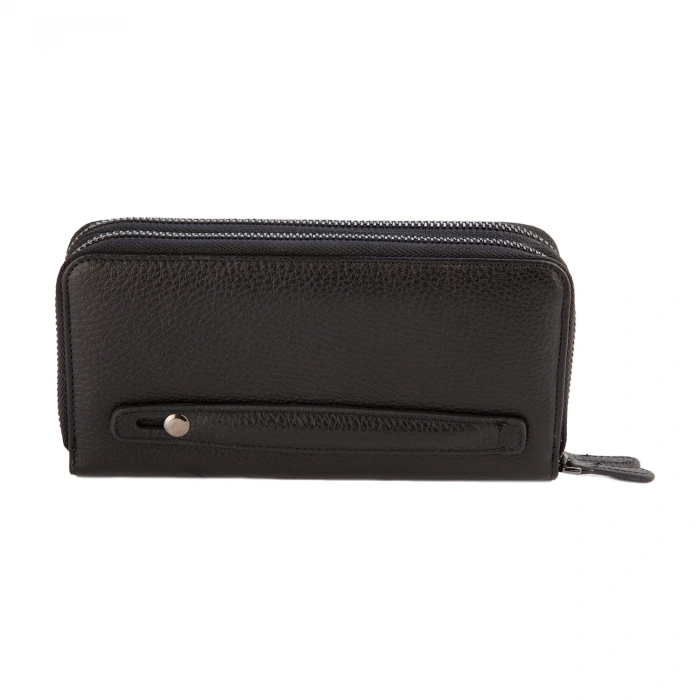 Karalı Hakiki Deri Unisex Portföy Siyah BC401-1