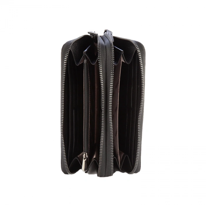 Karalı Hakiki Deri Unisex Portföy Siyah BC401-1