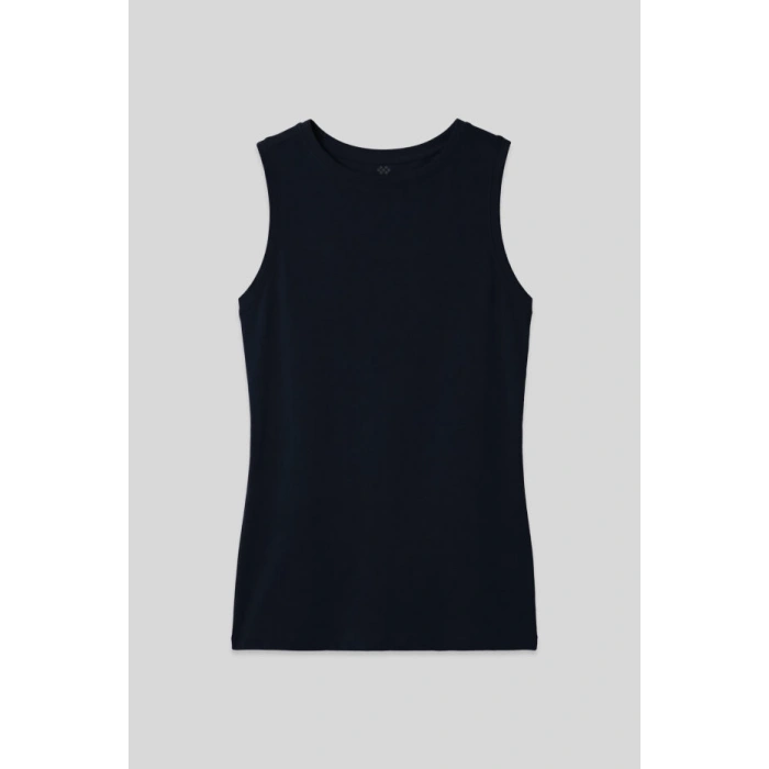 Lacivert Slim Fit Basic O Yaka Sıfır Kol Kadın Atlet - 97313