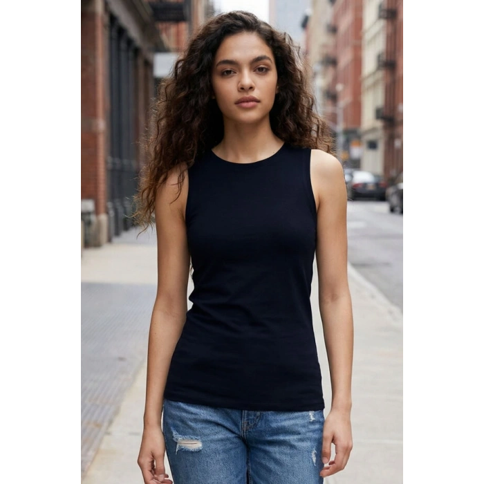 Lacivert Slim Fit Basic O Yaka Sıfır Kol Kadın Atlet - 97313