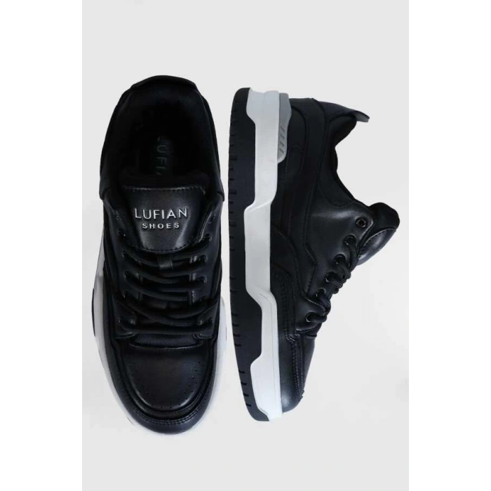 Lufian Mark Erkek Deri Sneaker Ayakkabı Siyah 112230194