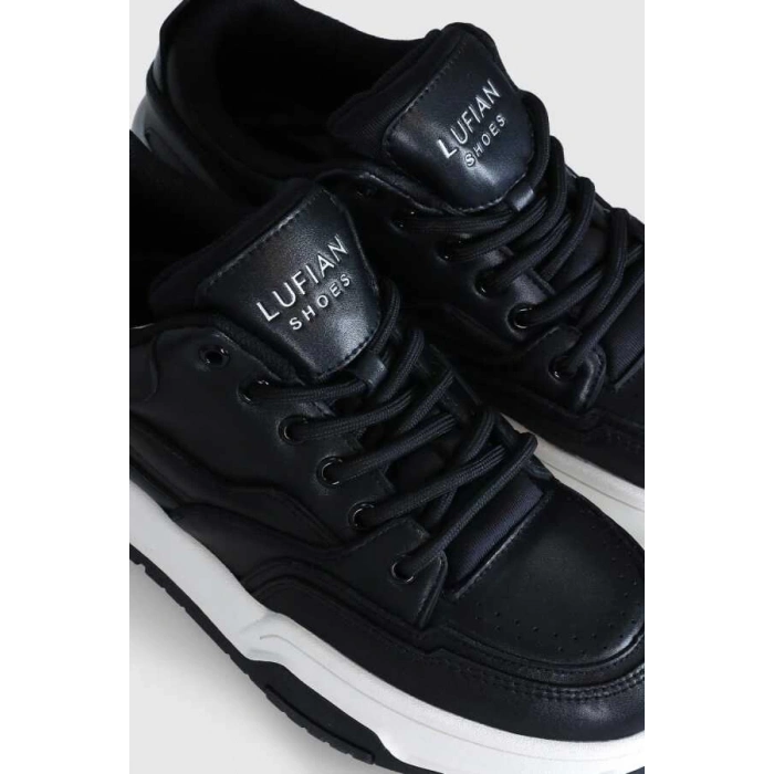 Lufian Mark Erkek Deri Sneaker Ayakkabı Siyah 112230194