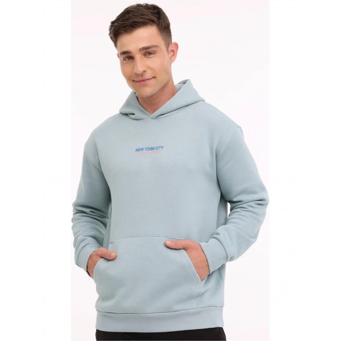 Lumberjack A10188952208010 Aqua Erkek Kapsonlu Sweatshırt